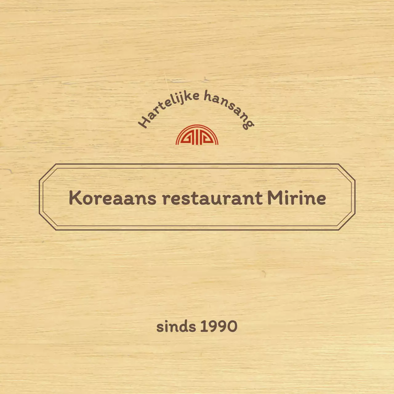 Koreaans restaurantontwerp met een strakke conceptuele rand in bruin en rood