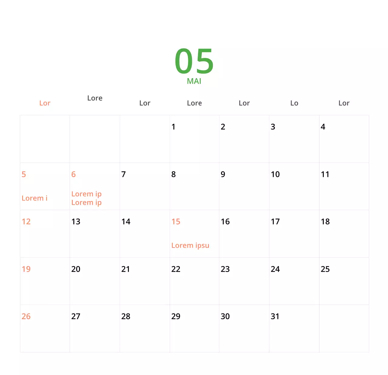 Niedlich illustrierter grüner Tischkalender mit Familienthemen