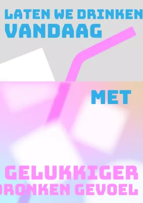 Cocktailposter in lichtblauw en roze