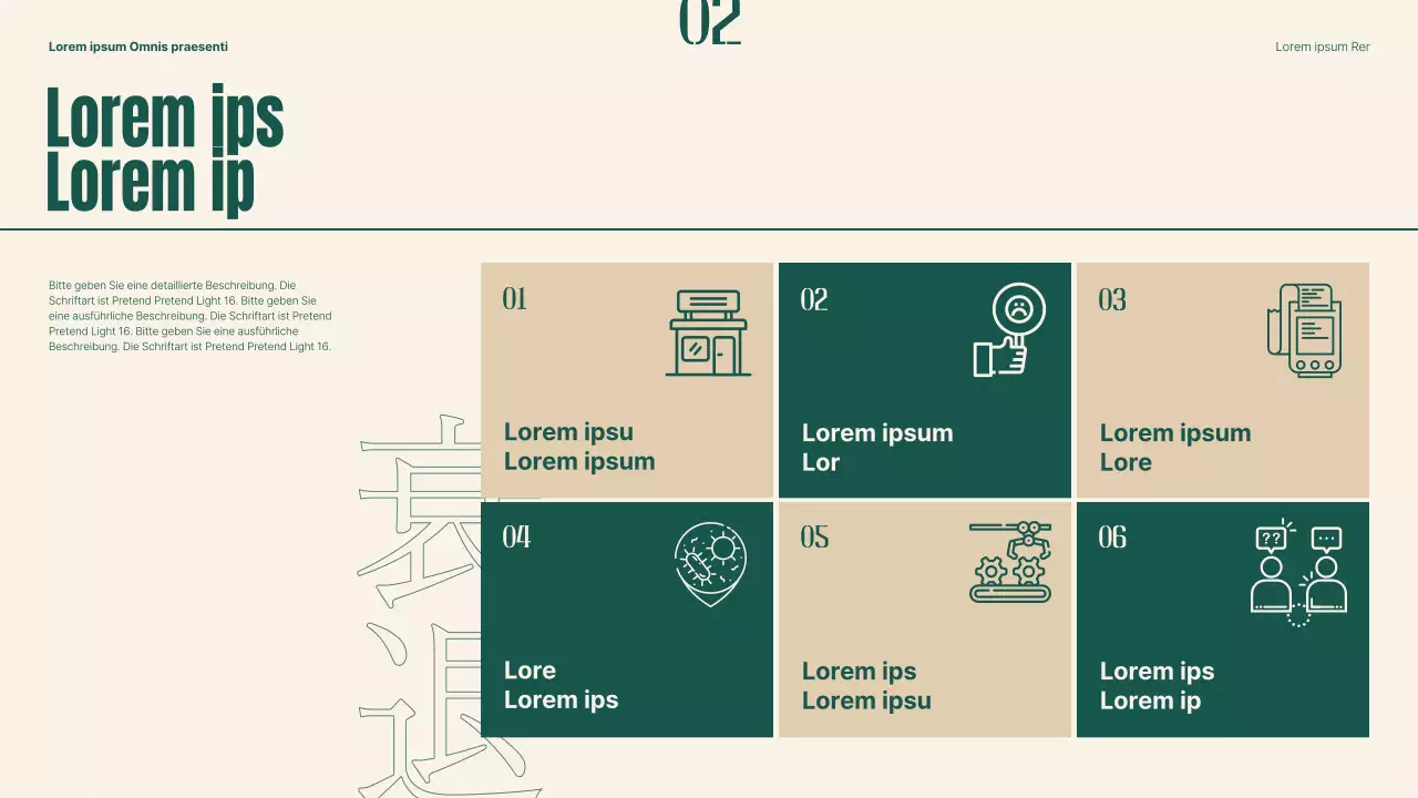 Plan zur Wiederbelebung traditioneller Märkte mit grünen und beigen Objekten und Typografie