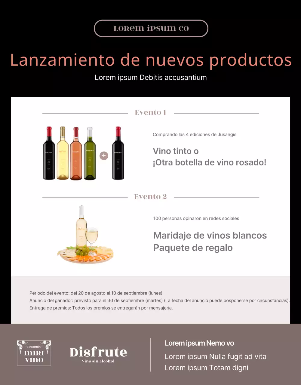 Detalles del evento de vino sin alcohol de Blacktone