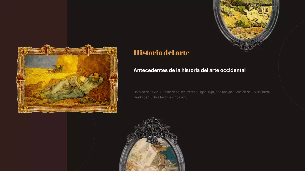 Infografía de obra maestra antigua en negro y marrón