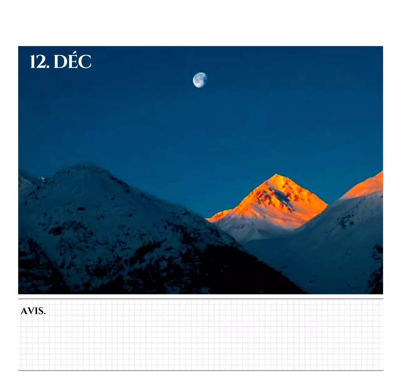 Calendrier mural de style simple avec concept de photographie de voyage émotionnelle en noir et blanc