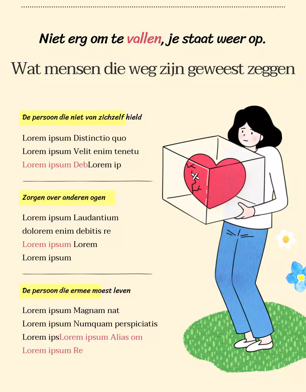 Een jeugdpsychologisch adviescentrum met warme en uitnodigende illustraties in beige en primaire kleuren.