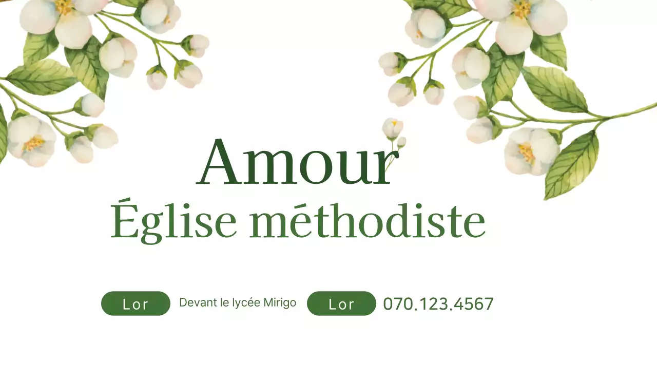 Design promotionnel d'église propre et calme avec des fleurs illustrées