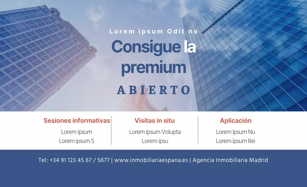 Diseña un hotpack de confianza con fotos de edificios del centro de la ciudad para promocionar la venta de pisos