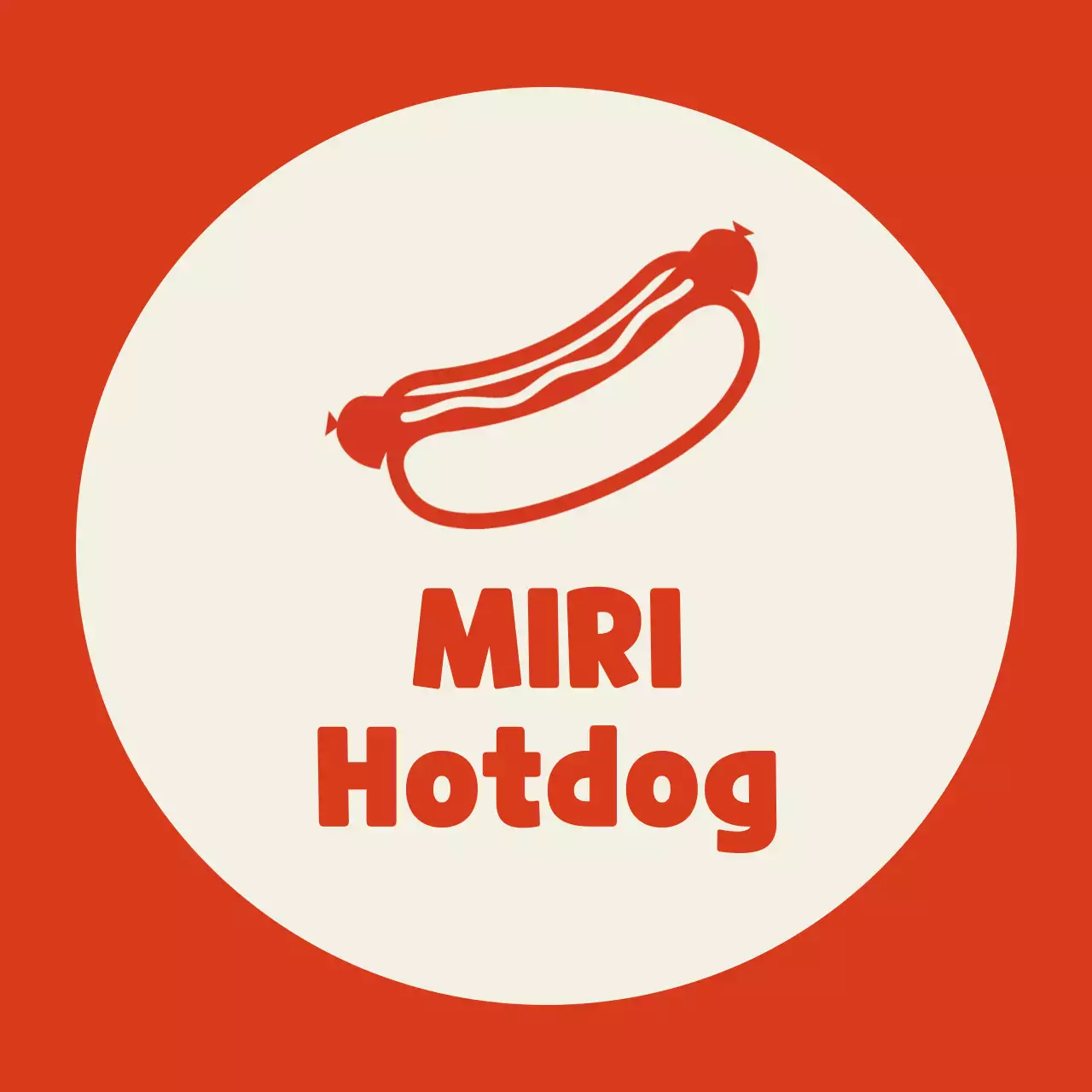 Hotdog restaurantverkoper op ivoorkleurige achtergrond met rode omtrek