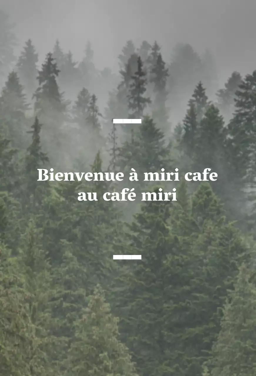 Café anglophone balsa avec une enseigne sentimentale comportant une photo de forêt.