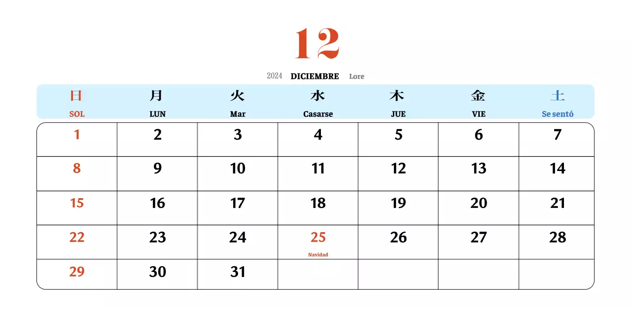Calendario nostálgico de concepto retro en rojo y azul