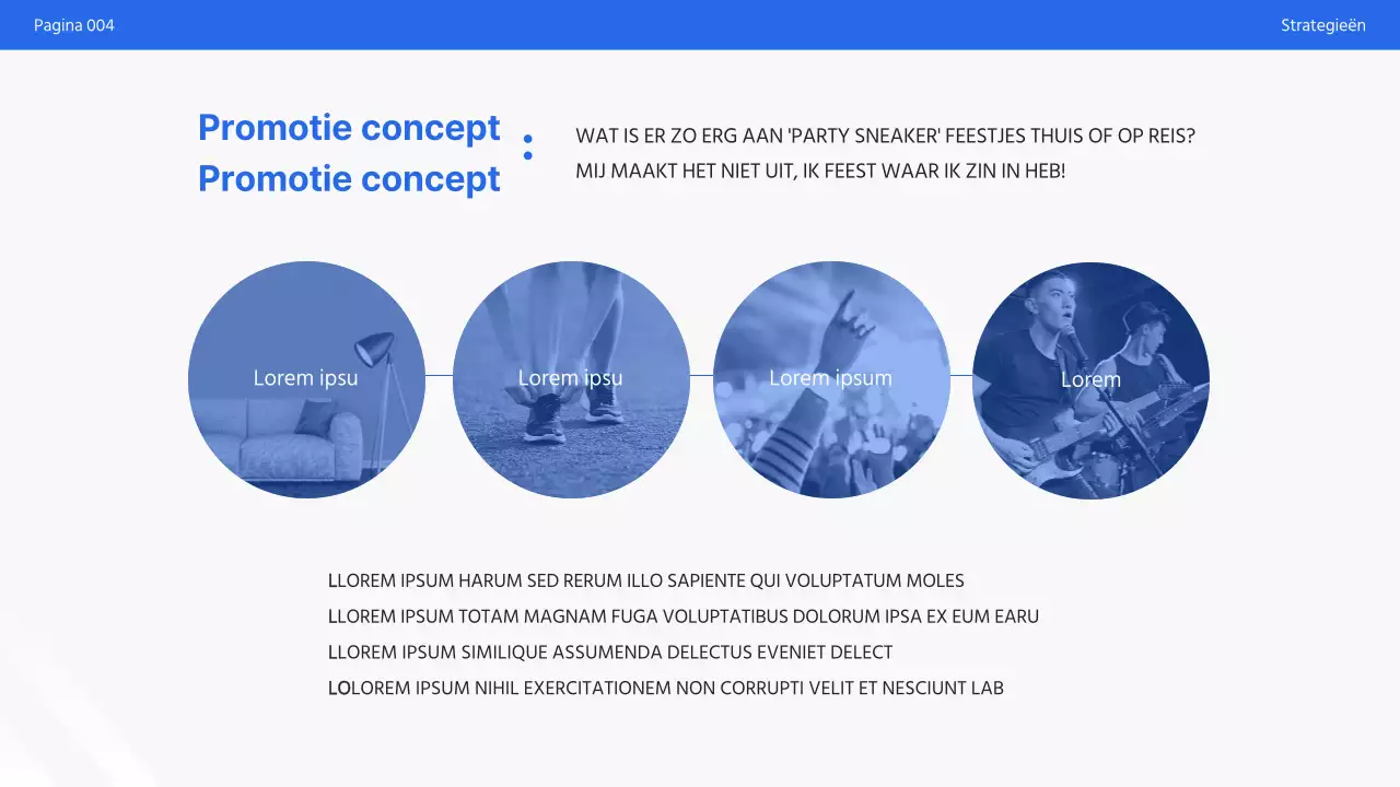 Eenvoudige wit-blauwe marketingpromo presentatie