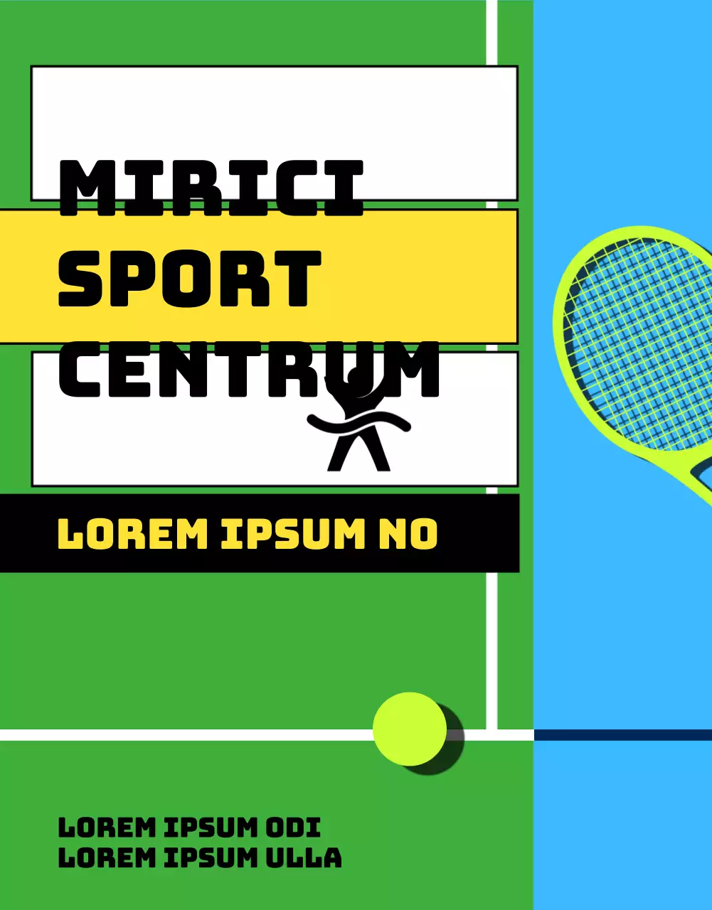 Het blauwgroene registratiebericht voor het sportcentrum