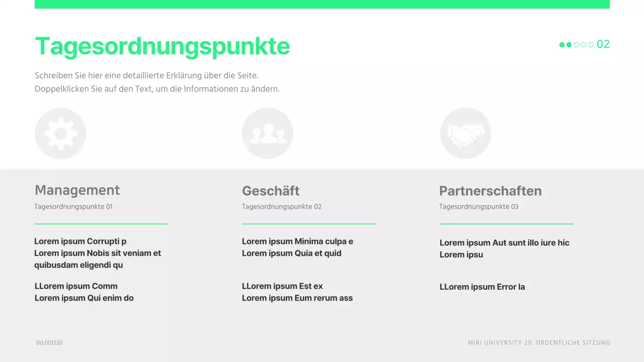 Eine einfache, lindgrüne Studentenratssitzung