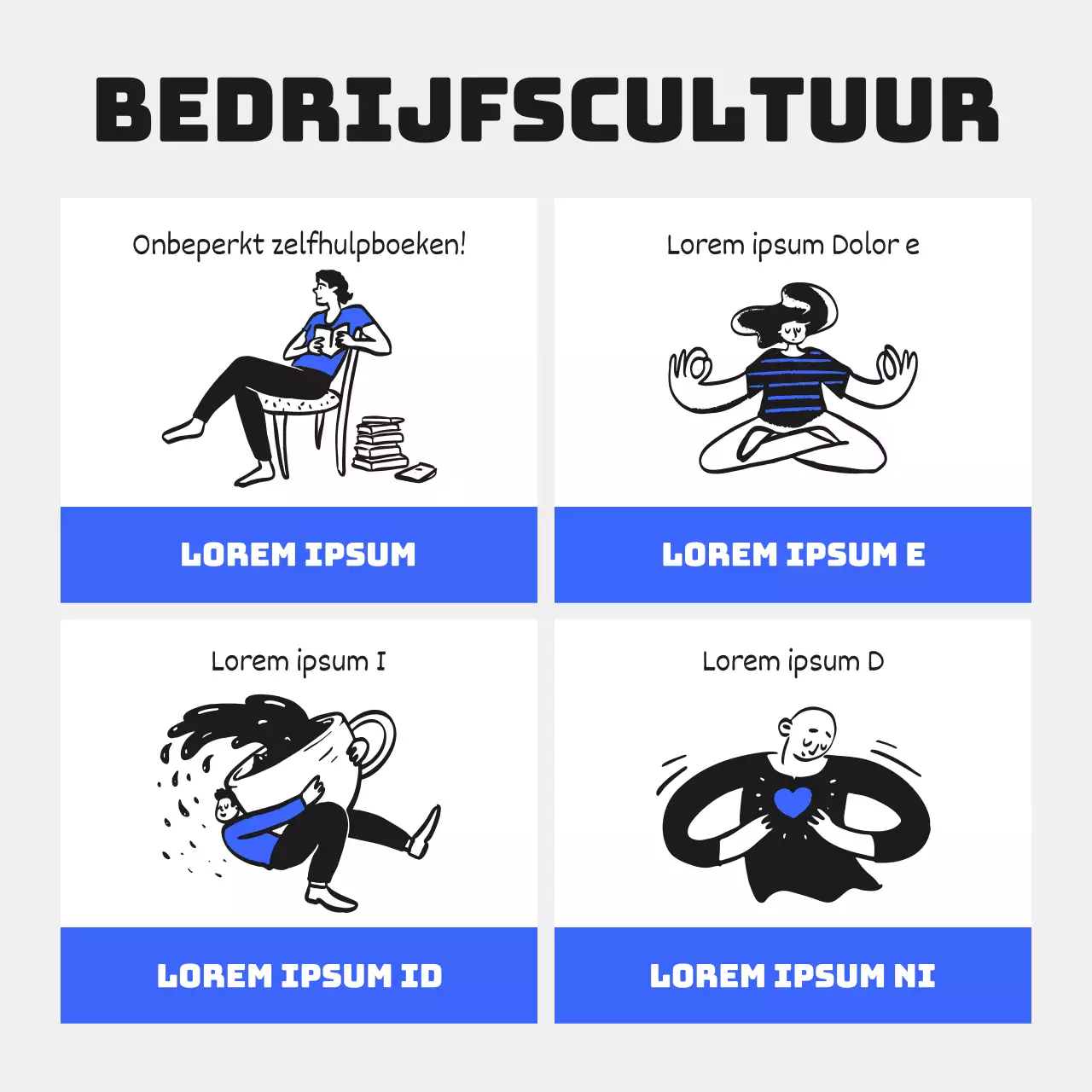 Dynamische, jeugdige zakelijke aankondiging met blauwe accenten