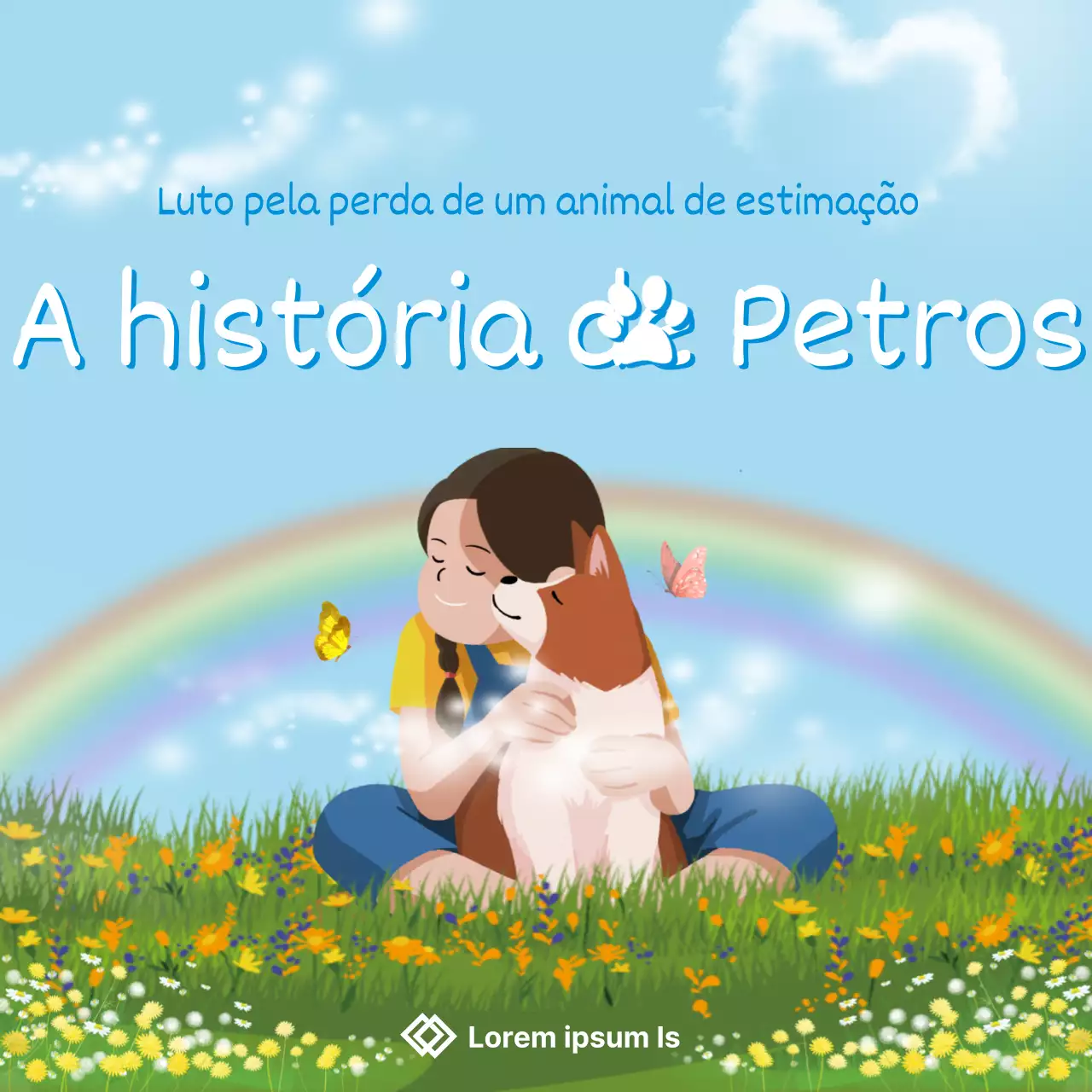 A história de Petros com bonitas ilustrações azuis