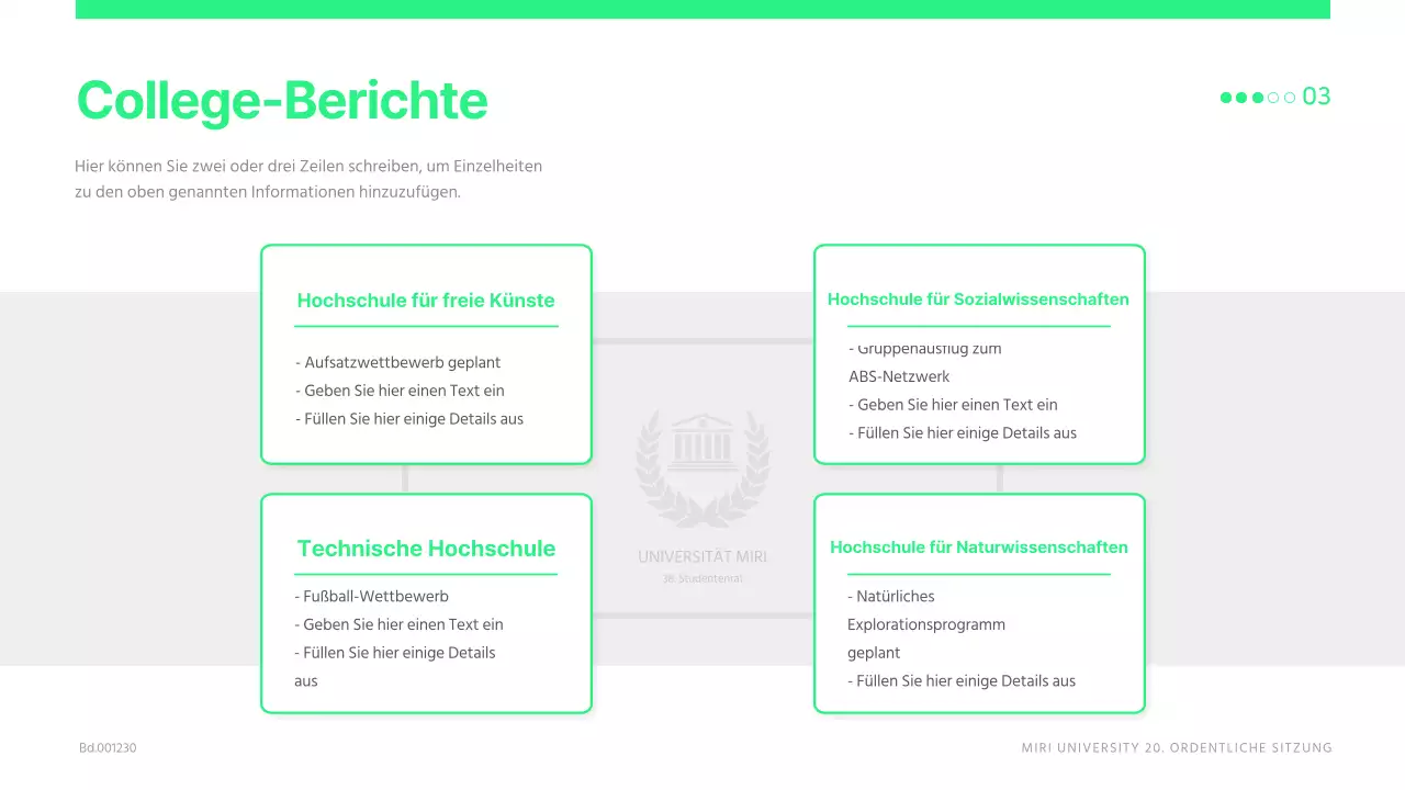 Eine einfache, lindgrüne Studentenratssitzung