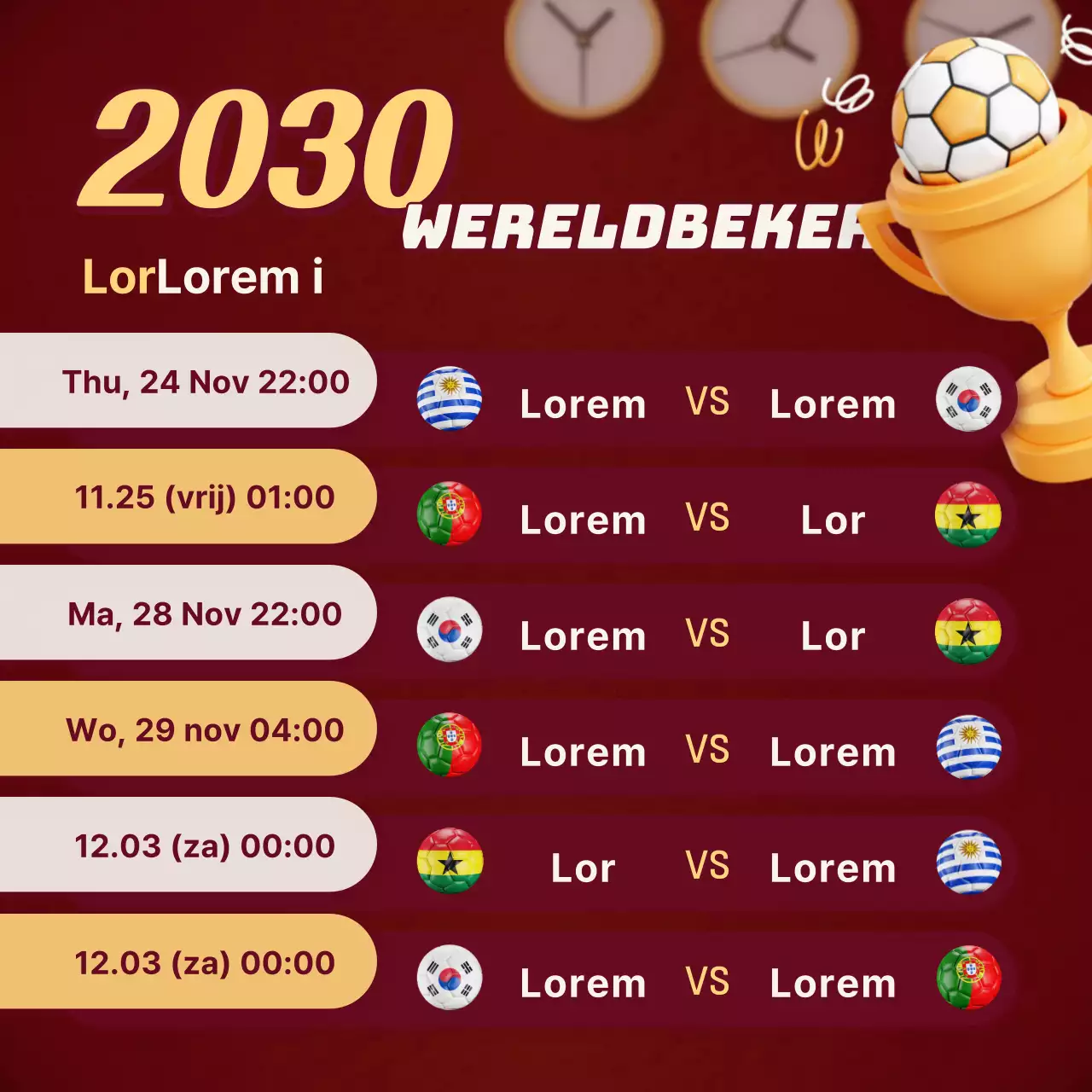 Voetbalwedstrijden in het rood