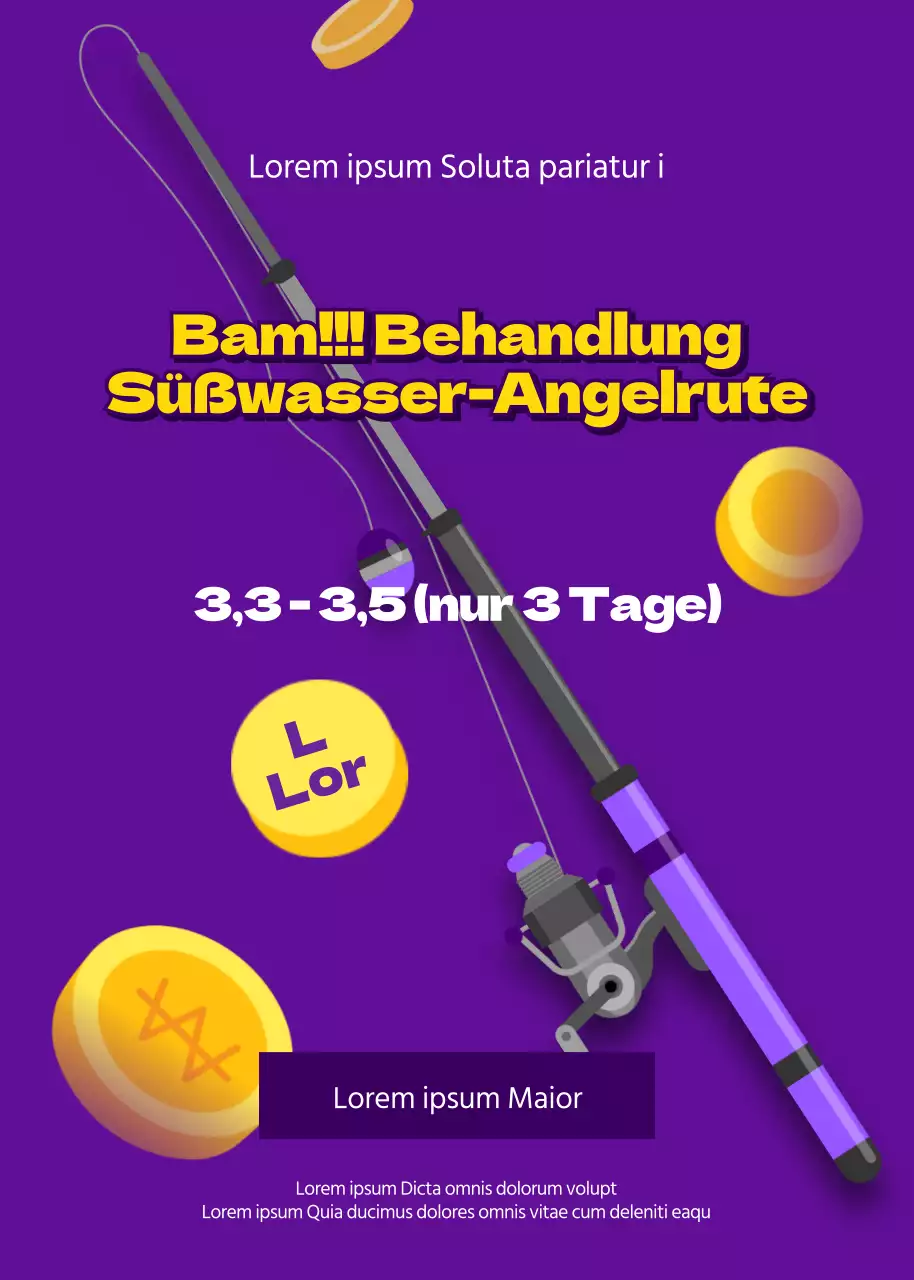 Ein lilafarbenes Event-Pop-up zum Thema Fischglas