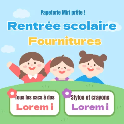 Annonce de soldes pour la rentrée scolaire sur fond vert clair