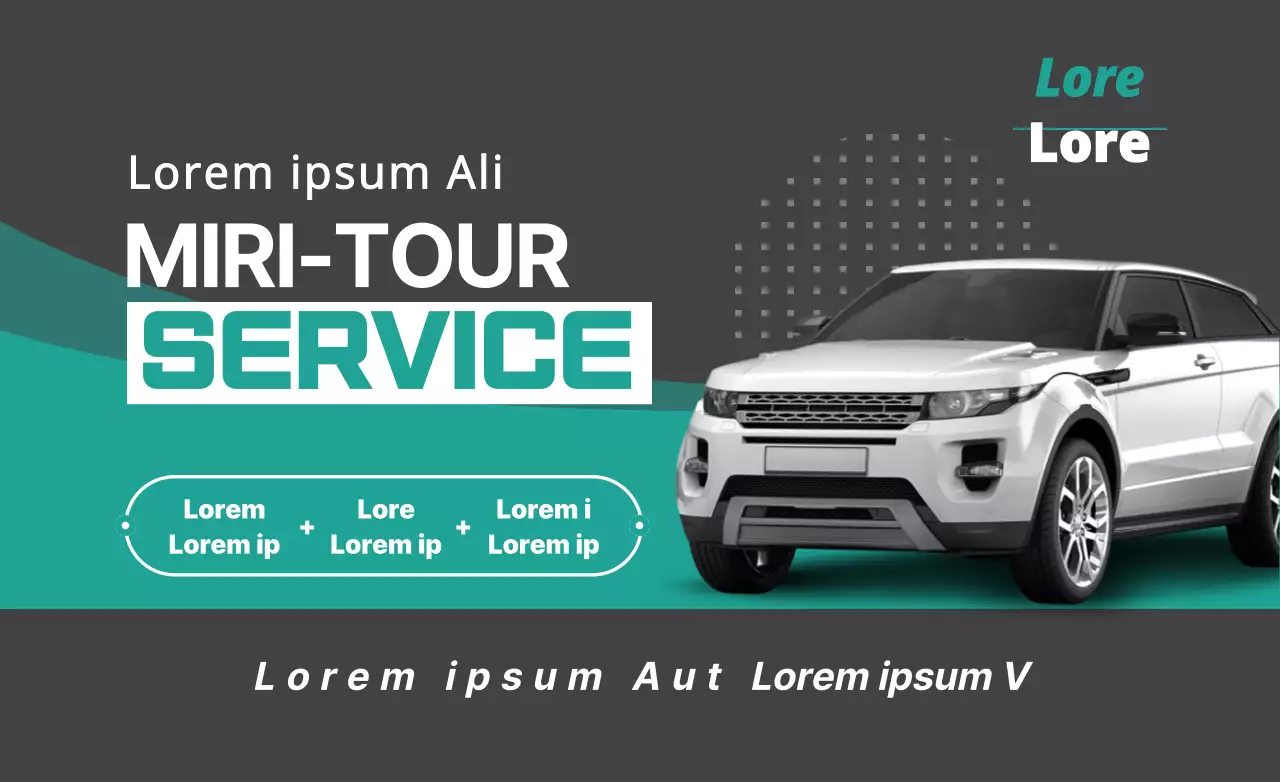 Einfaches, sauberes Design für Autovermietungen mit türkisfarbenen Akzenten und Autofotos