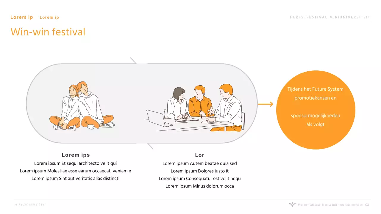 Presentatie sponsoring oranje universiteitsfestival voor hogescholen en universiteiten