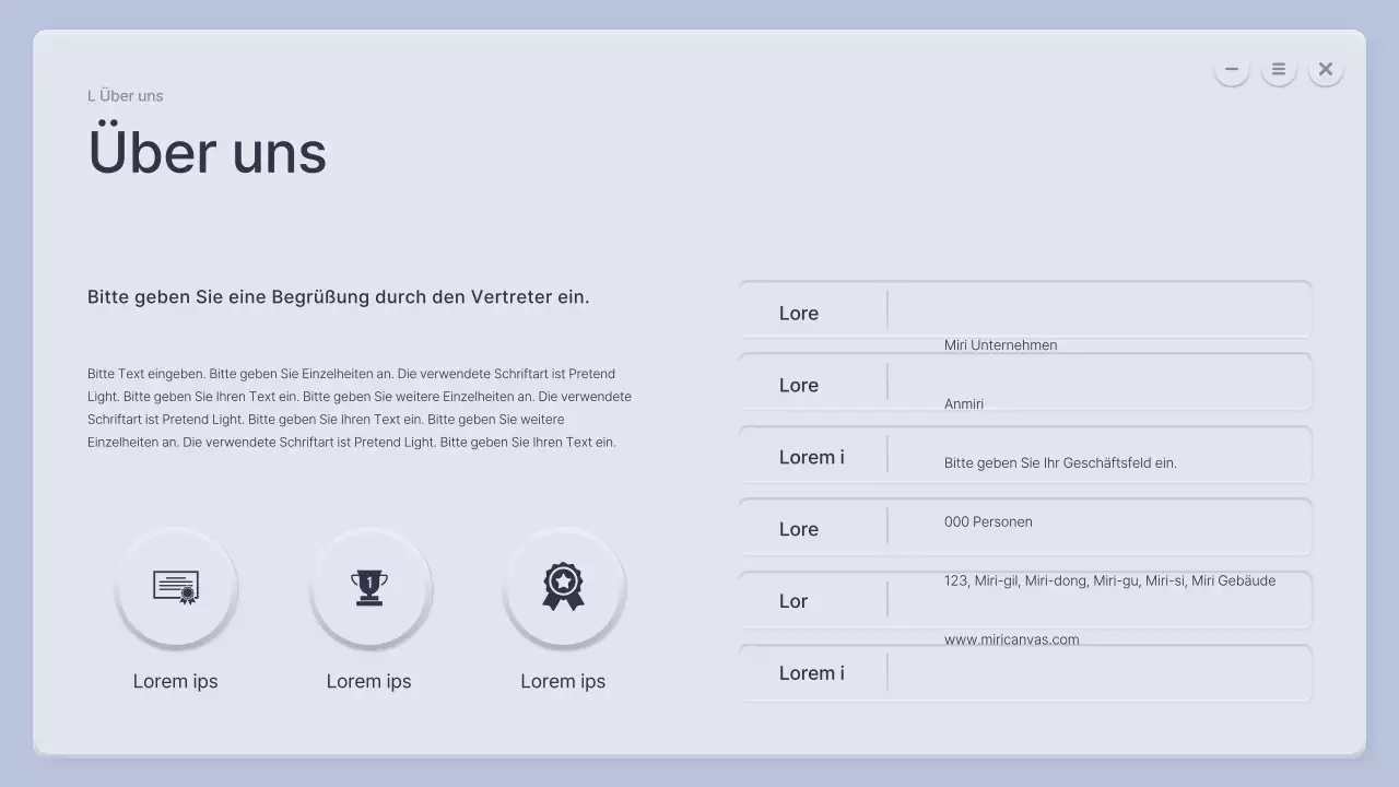 Ein dreidimensionales blaues und graues Unternehmensprofil
