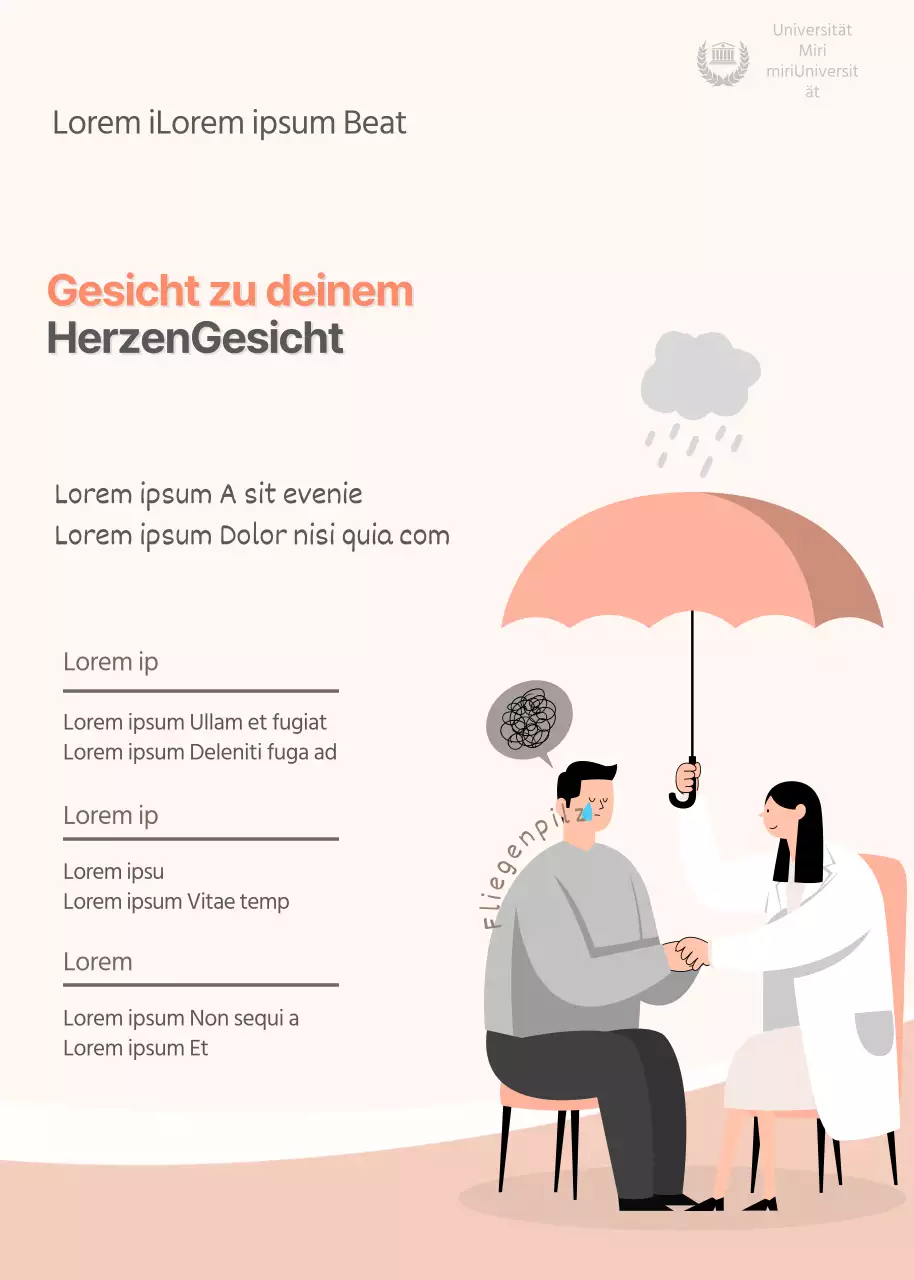 Rosa Soft-Illustrationskonzept zur Förderung der psychologischen Beratungsstelle der Universität.