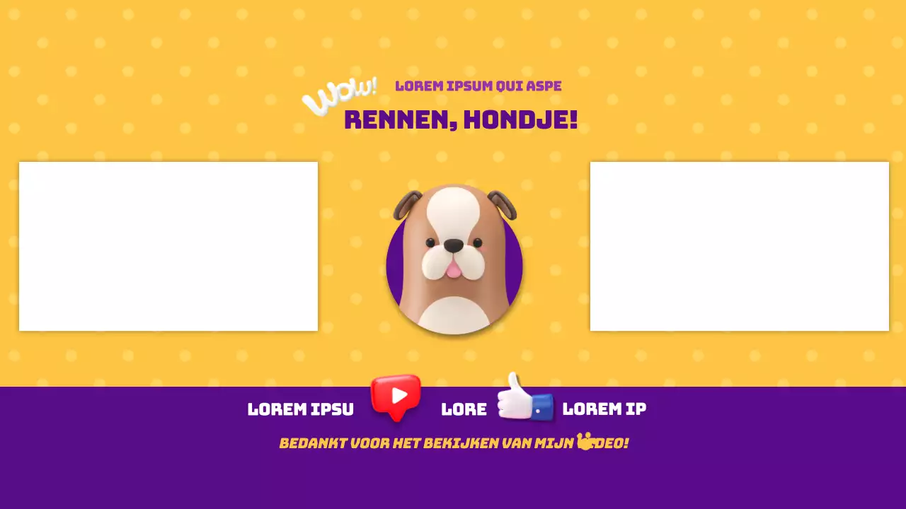 3D illustratie van geel en paars Hondenkanaal