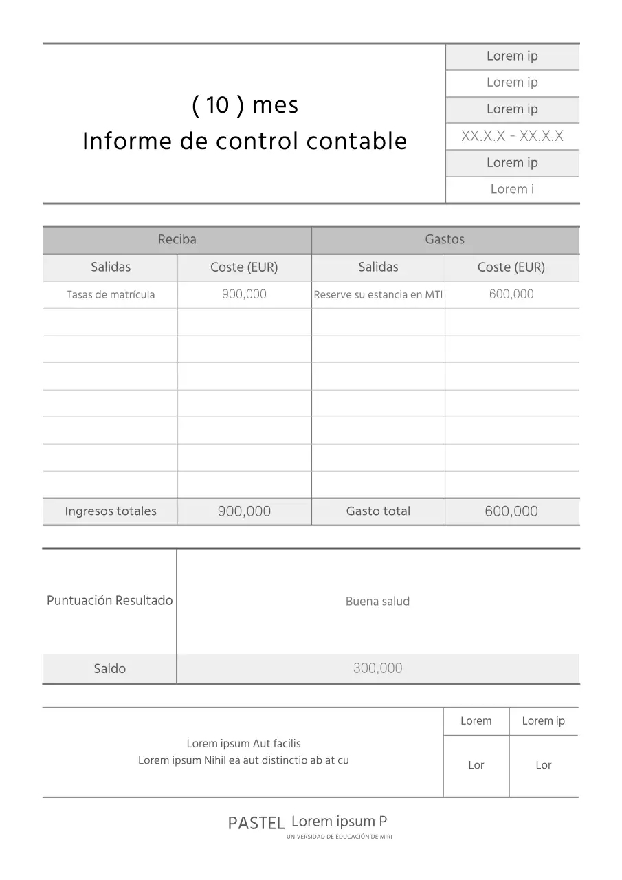 Informe de inspección contable del club escolar en blanco y negro y con líneas limpias