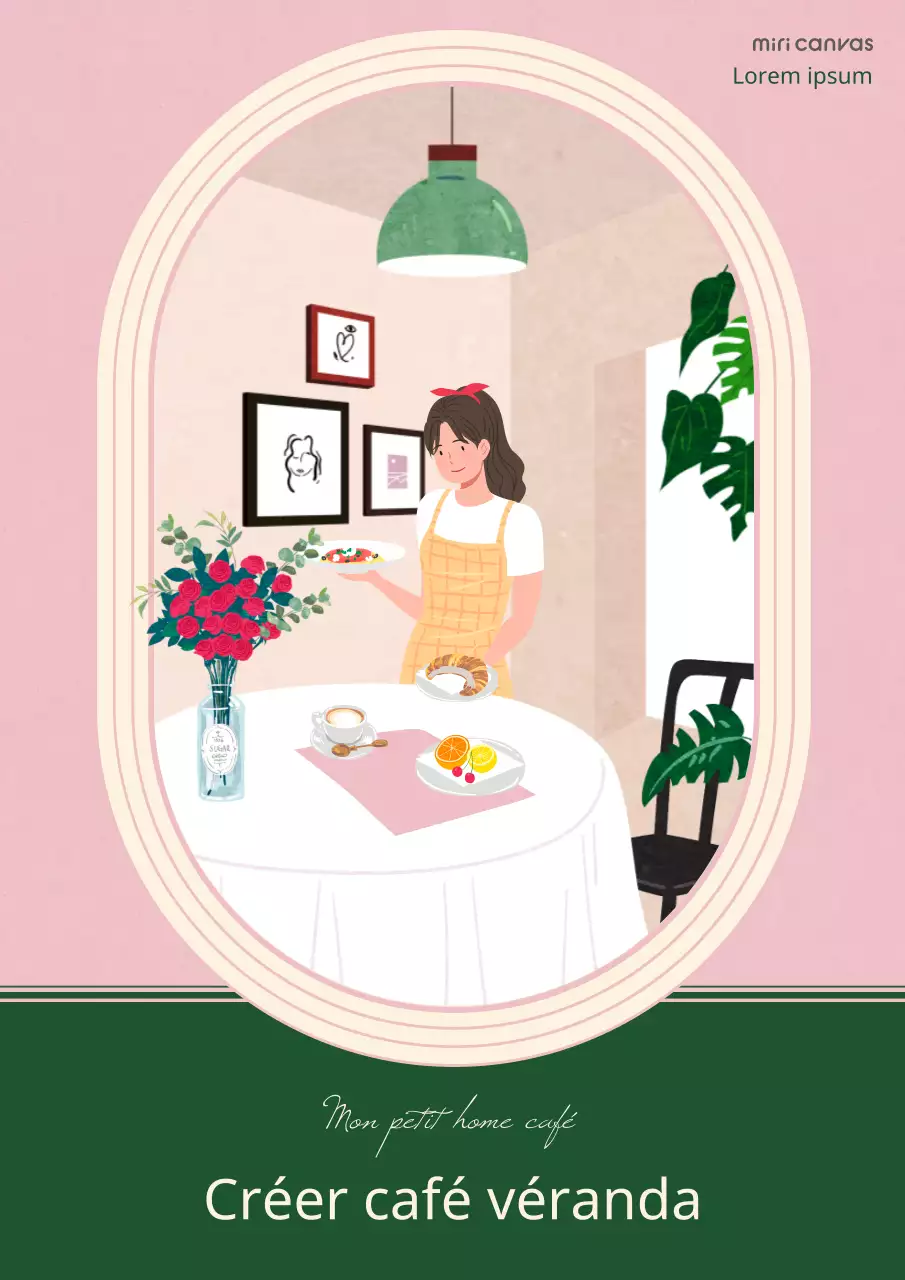 Un essai intérieur sentimental illustré en rose et vert