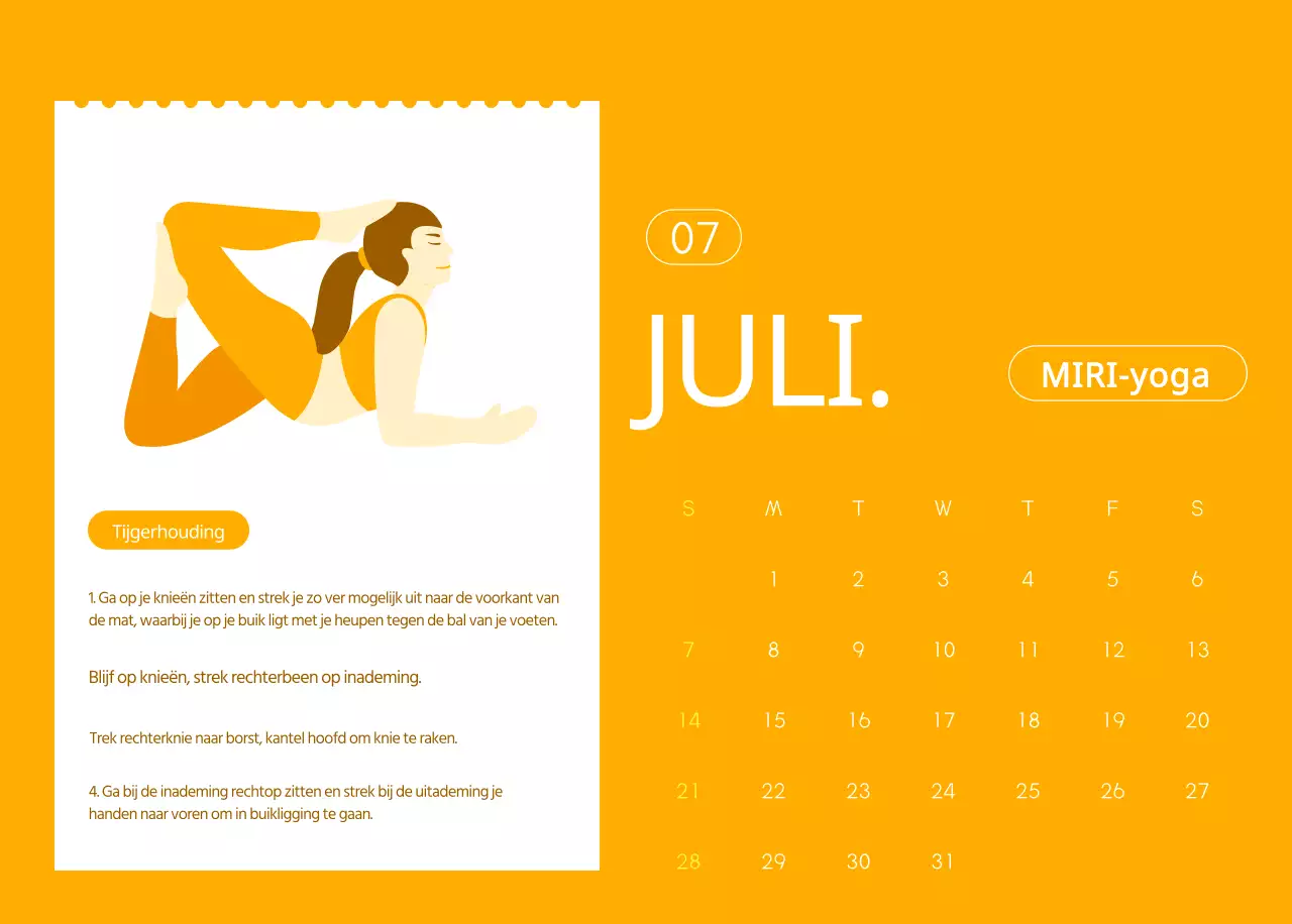 Oranje kalenders om weg te geven als je je yogastudio promoot