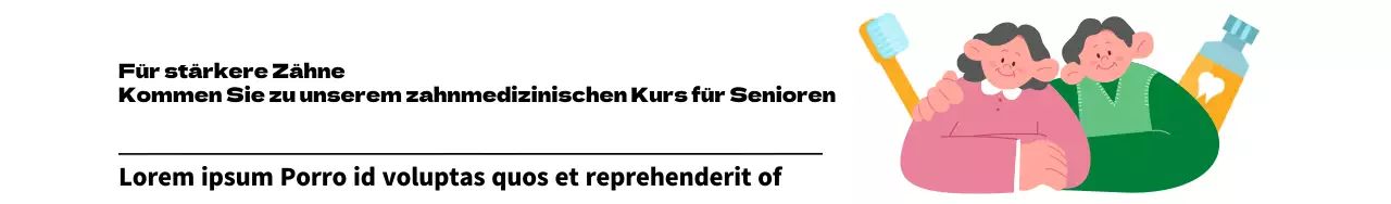 Entwerfen Sie eine Broschüre für das Gesundheitszentrum mit Abbildungen von Senioren und Werbung für Kurse zur Zahnpflege für Senioren.