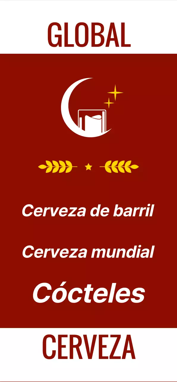 Emotivo pub con fotos y logotipo de vino y cerveza blanca