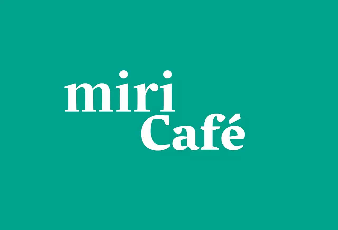 Café Ballette sobre um fundo turquesa com um logótipo em inglês