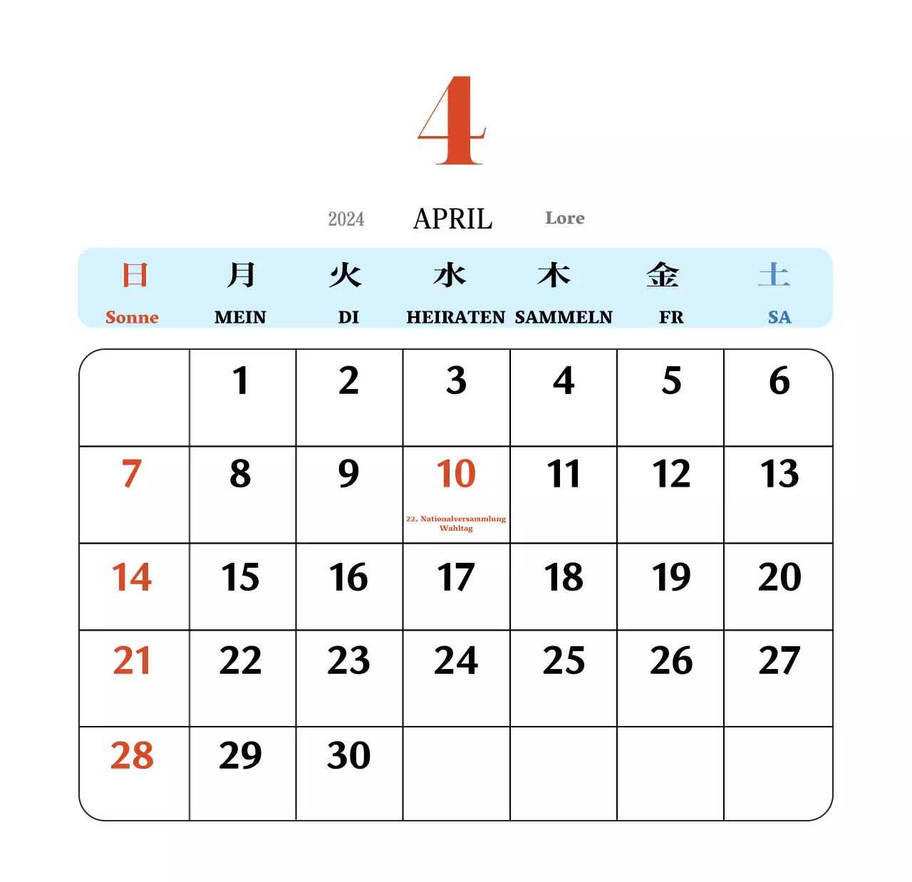 Retro-Konzept Nostalgie-Kalender in rot und blau