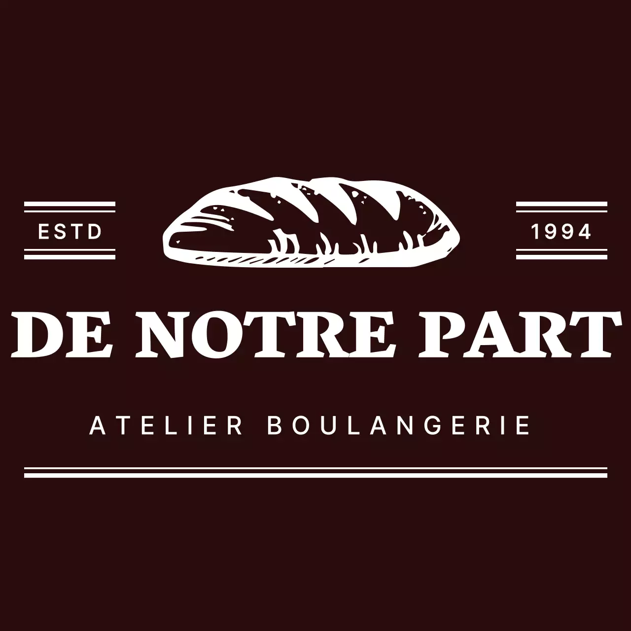 Logo en marron et blanc avec symboles et textes modernes et simples pour le personnel d'une boulangerie