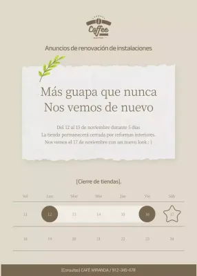 Cierre de tiendas en construcción en marrón