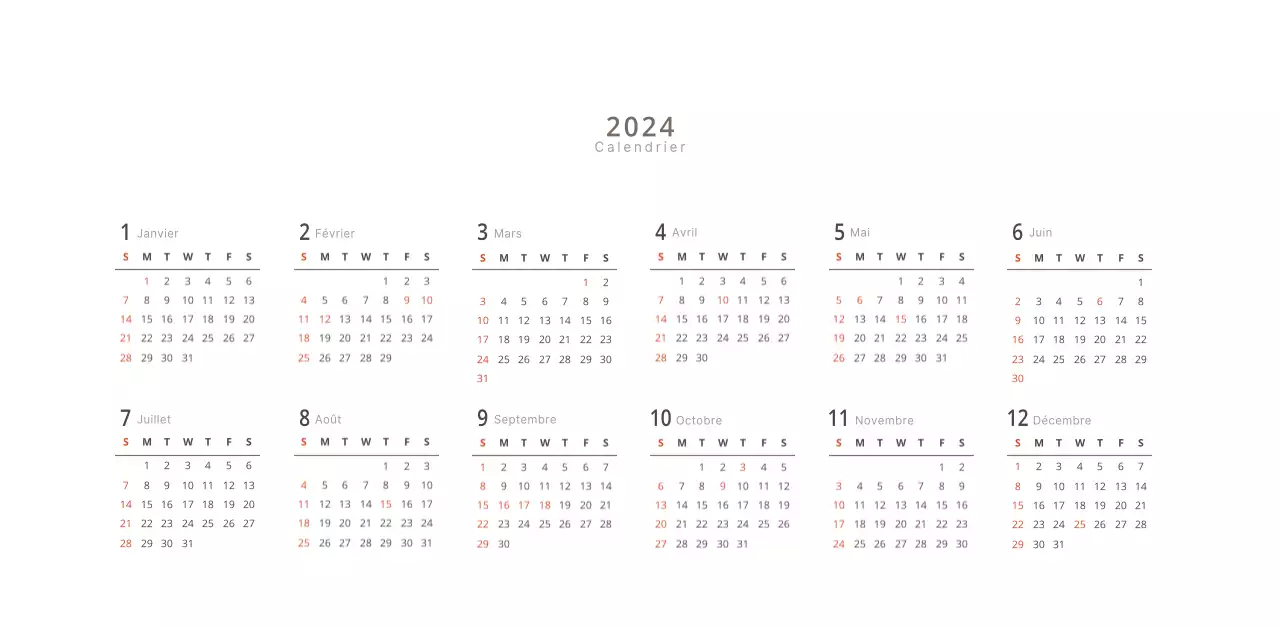 Calendrier d'aménagement intérieur blanc et épuré