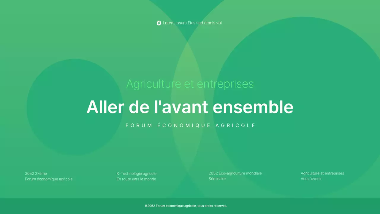 Vert et simple : l'agriculture et l'entreprise Présentations du séminaire du forum économique