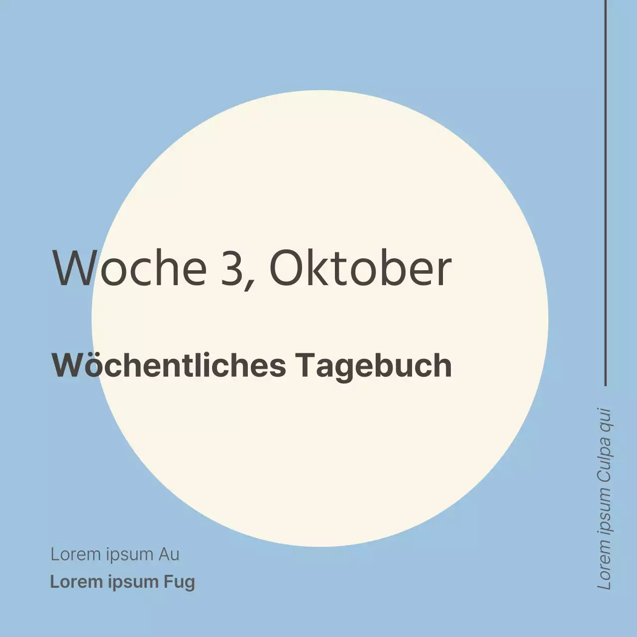 Einfacher Wochenkalender mit hellblauem und elfenbeinfarbenem Umschlag