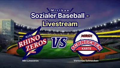 Miribae social baseball live stream mit illustriertem Logo