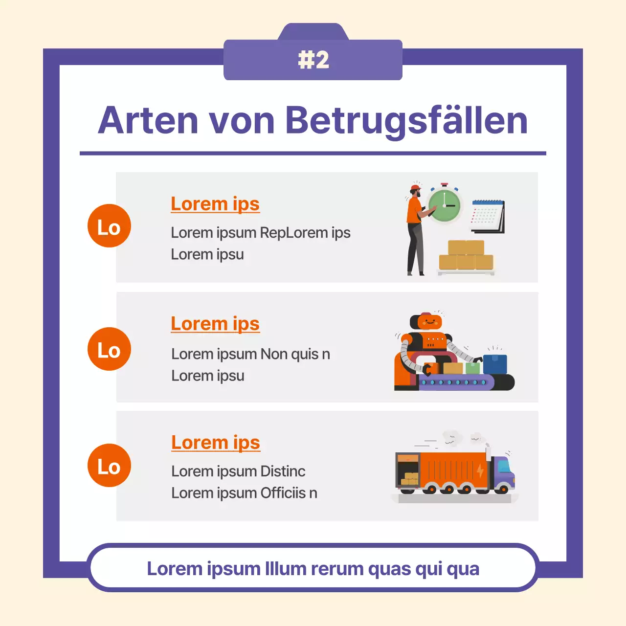 Lila, minimalistische Übersee-Direktwerbung - Schadensprävention erklärt