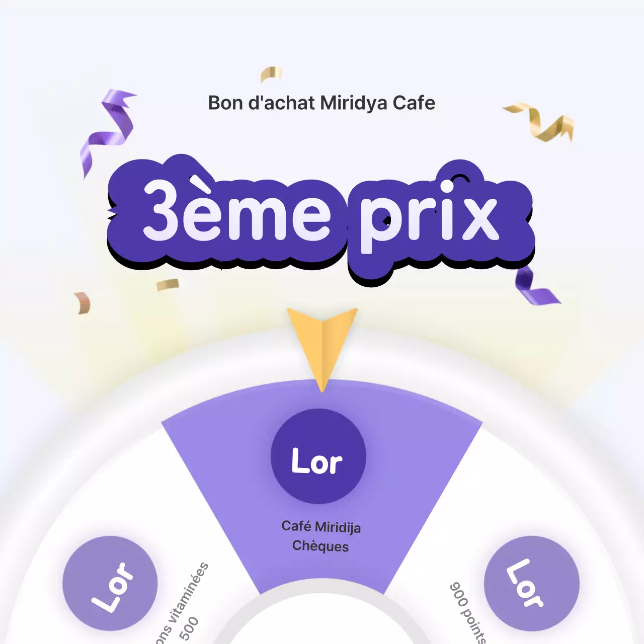 Roulette de présence tridimensionnelle en violet et jaune