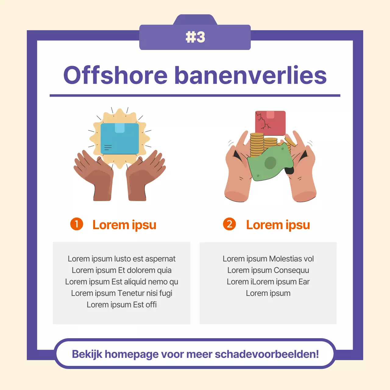 Paarse, minimalistische overzeese direct mail schadepreventie uitgelegd