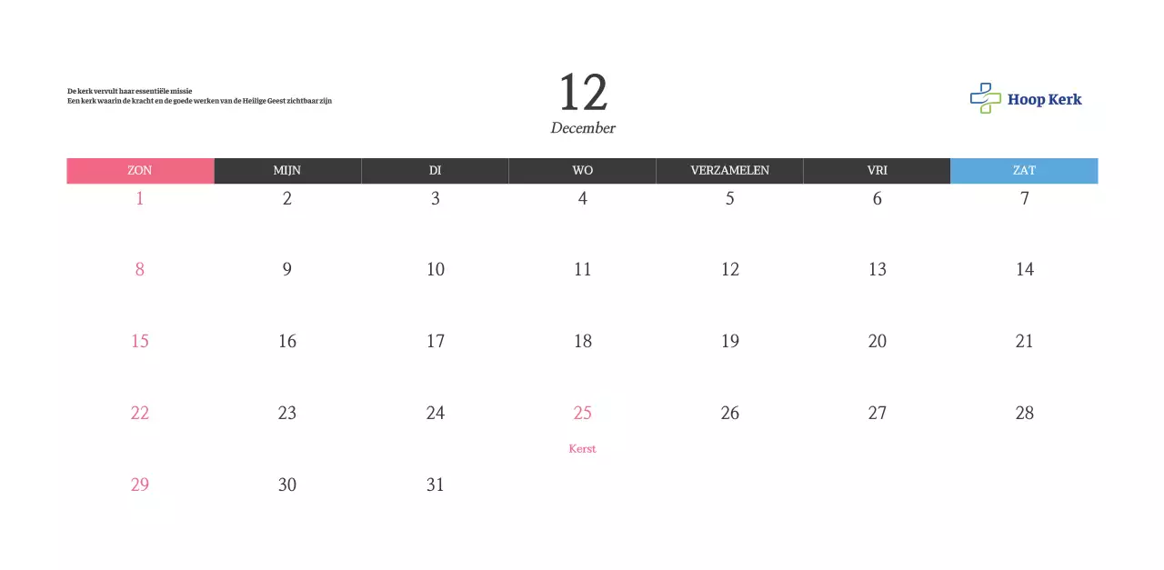 Kalender met opbeurende kerkafbeeldingen