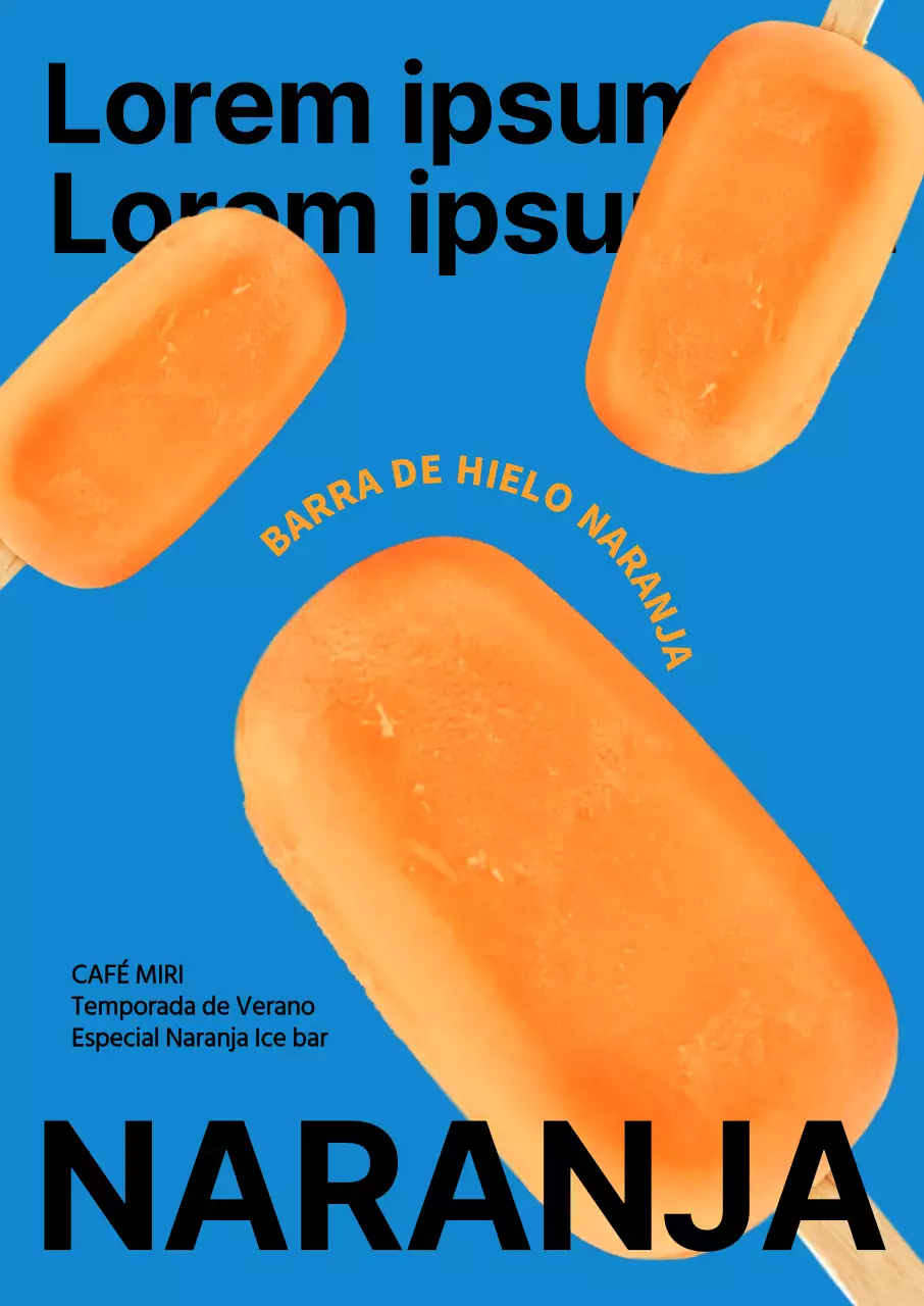Presentamos un moderno menú de helados con un fresco fondo azul