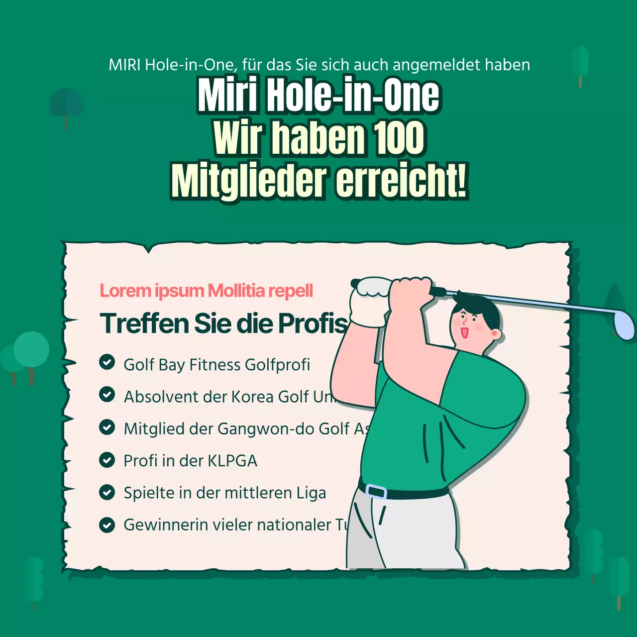 Firmengolfclub mit grünem Hintergrund CardNews