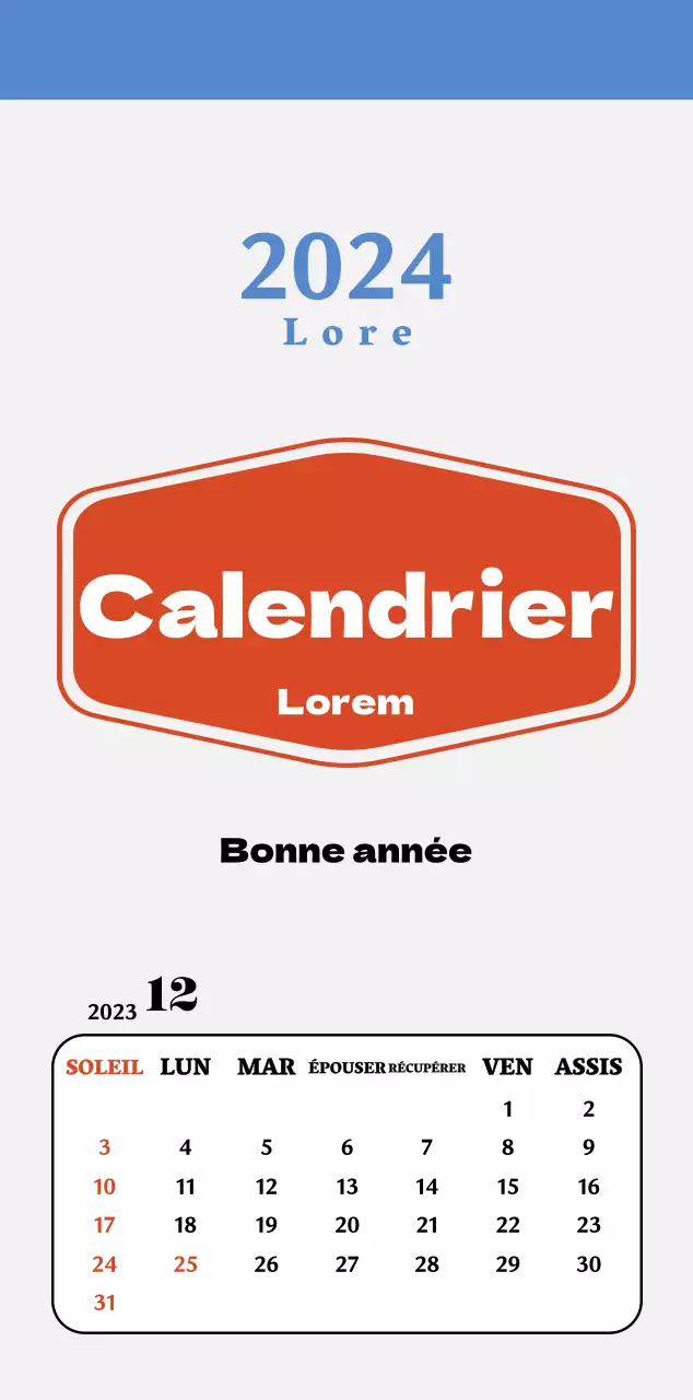 Sous-verres rétro rouges et bleus calendrier de mémoire