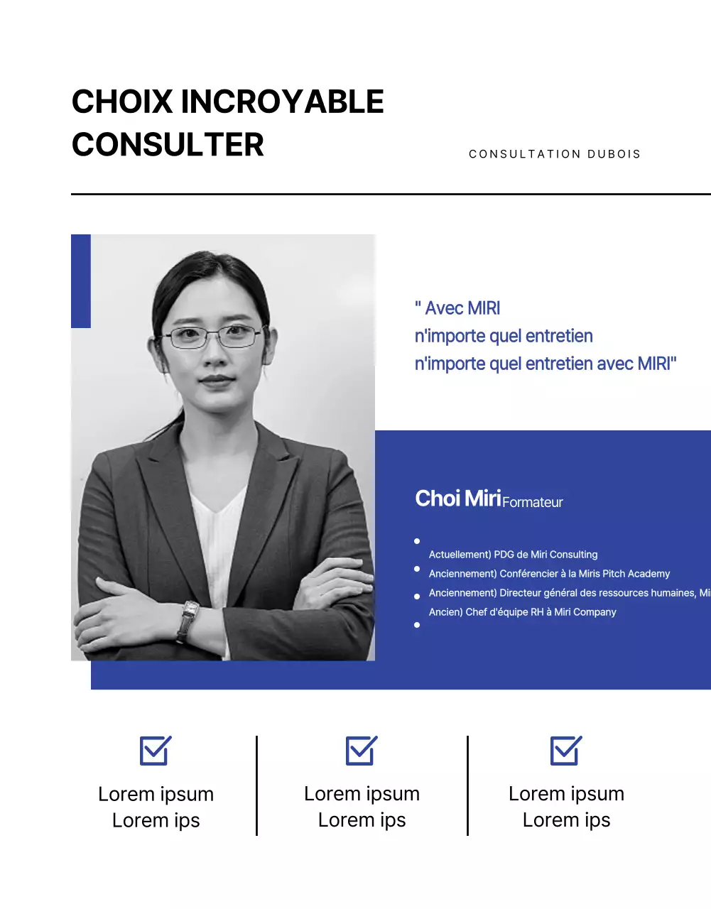 Blue and Monotone Job Interview Consultancy page détaillée