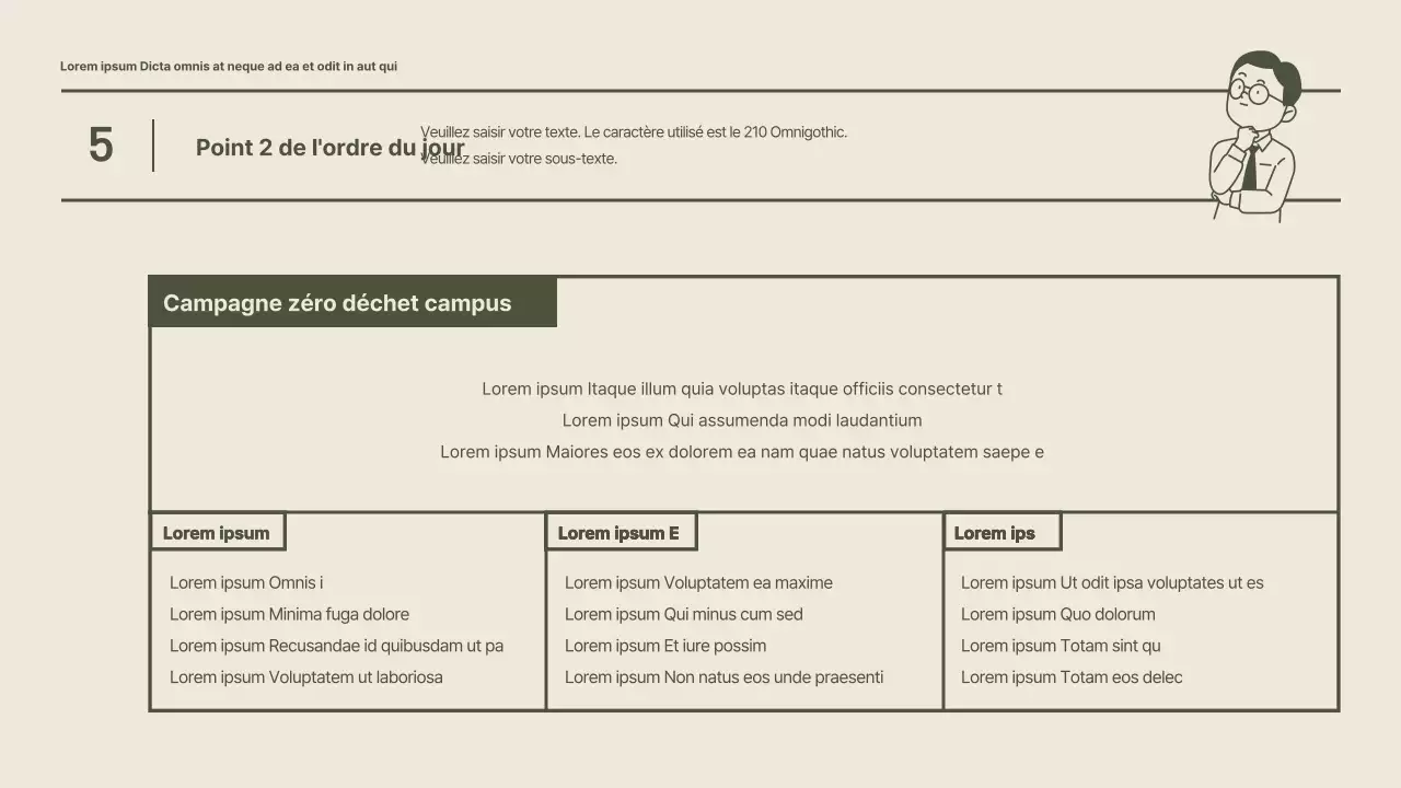 Une réunion ordinaire du conseil des élèves en kaki et dans un style épuré