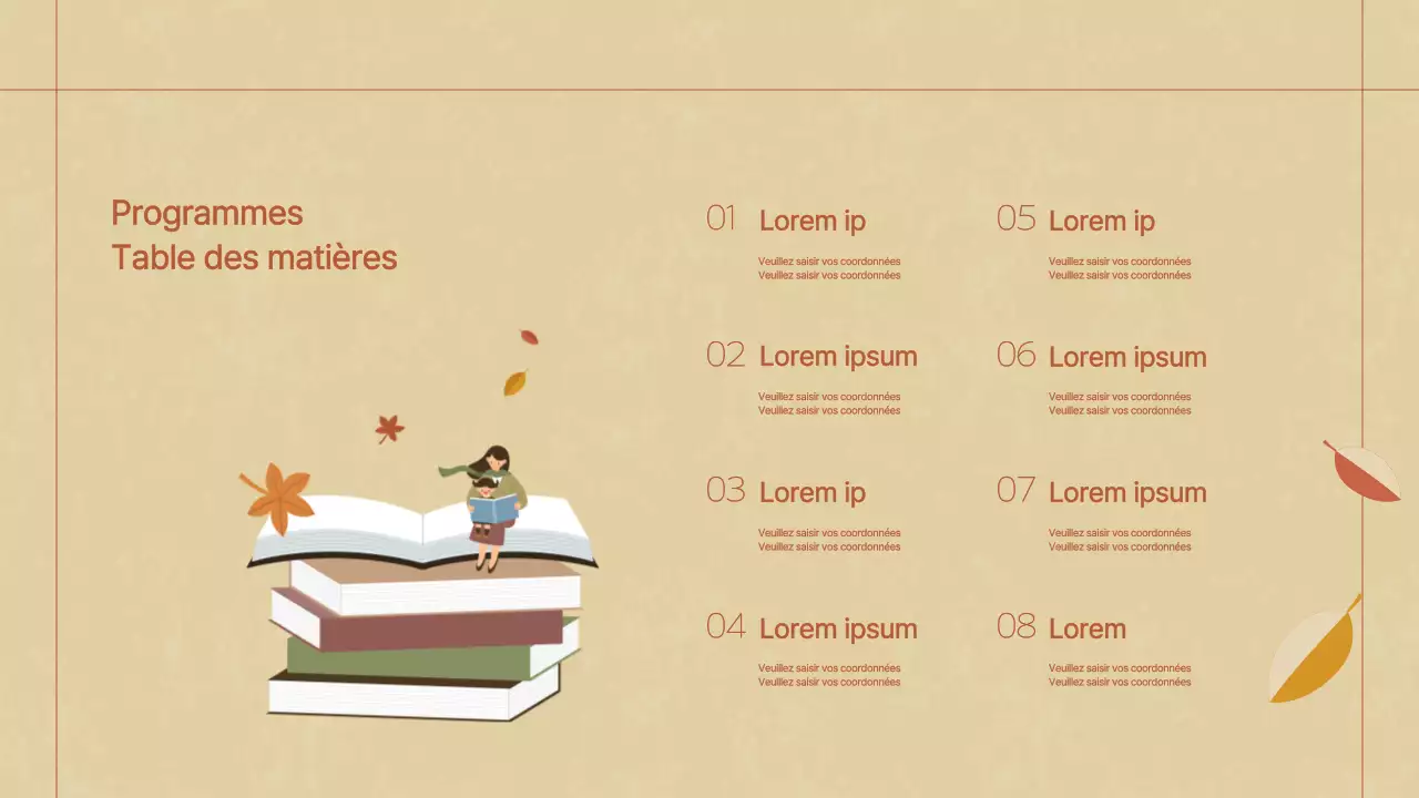 Thème de la leçon de lecture d'automne en marrons et beiges